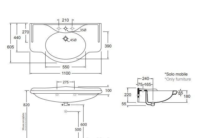 Azzurra Giunone, Раковина столешница, GIU200110/ALZA bi*1