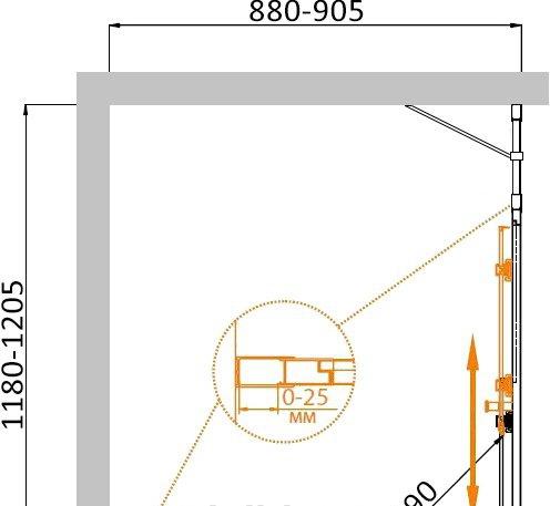 Душевой уголок - Cezares, Molveno, 90x120x195 см, MOLVENO-AH-21-90+30-C-Cr-IV