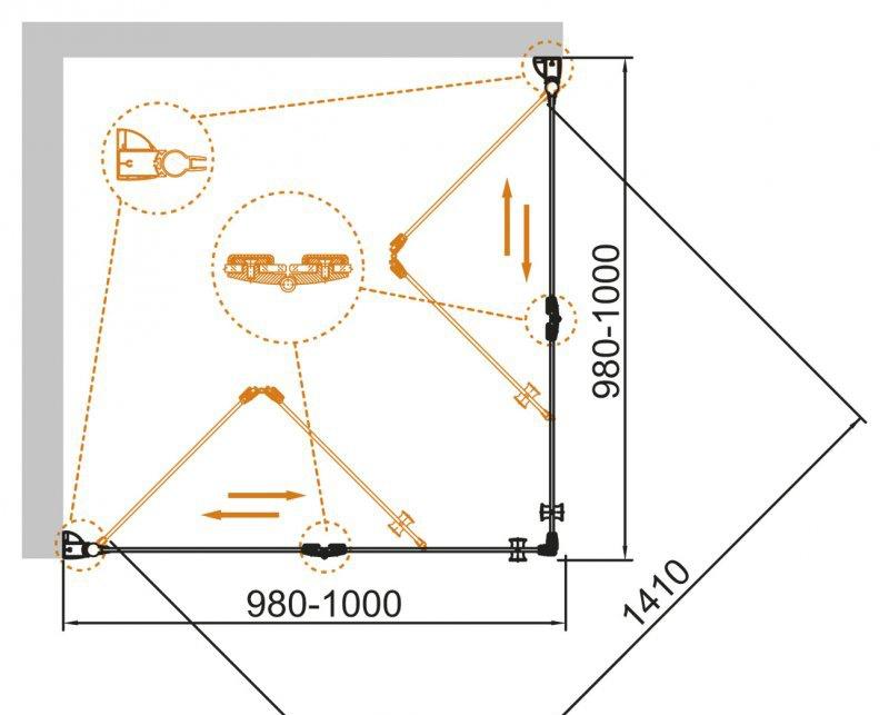 Душевой уголок - Cezares, Eco, 100x100x195 см, ECO-O-AS-2-100-C-Cr