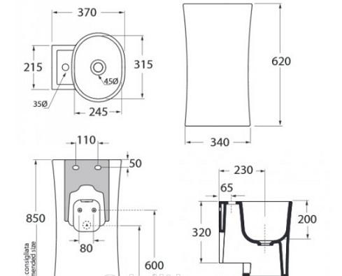 Azzurra Nativo, Раковина, LALS035370N0BI/(NAT200/0bi)*0