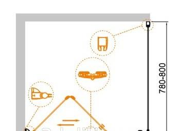 Душевой уголок - Cezares, Eco, 90x80x195 см, ECO-O-ASH-1-90/80-C-Cr