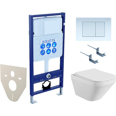 Aquatek Лира, Унитаз подвесной с инсталляцией и кнопкой, SET AQUATEK ЛИРА-009 4в1