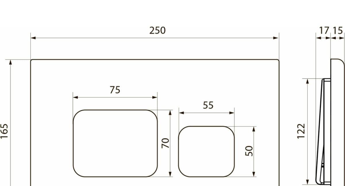 Кнопка смыва - Point, Афина, 3.3x25x16.5 см, PN44041BB
