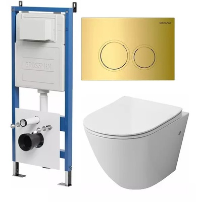 Grossman без коллекции, Унитаз подвесной с инсталляцией и кнопкой, 97.4411S.01.300