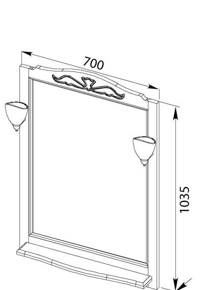 Aquanet Амелия, Зеркало, ETNA-600-2C-SO-RW-P