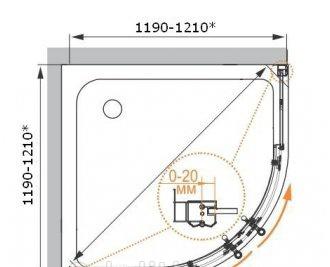 Душевой уголок - Cezares, Retro, 120x120x195 см, RETRO-A-R-22-120-SCORREVOLE-CP-Cr / RETRO-R-22-120-SCORREVOLE-CP-Cr