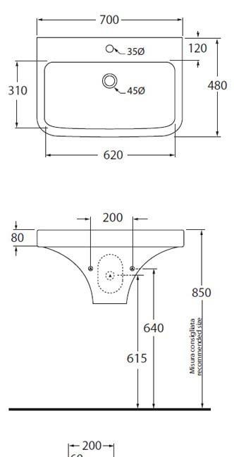Azzurra Tulip, Раковина, TUVI200B1/70M