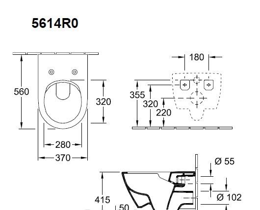 Villeroy&Boch Subway 2.0, Унитаз подвесной, 00229250 / 5614R2R1
