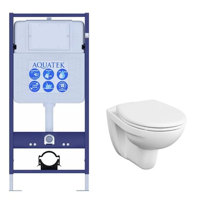 Vitra Spinflush, Унитаз подвесной с инсталляцией и кнопкой, сет AquatekVitrA S10 SpinFlush