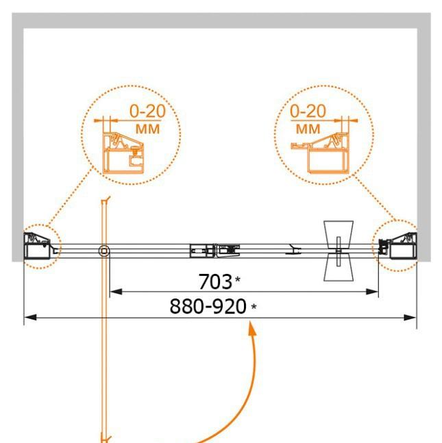 Душевая дверь - Cezares, Rosa, 90x195 см, ROSA-R-BA-1-90-RO-Bi / ROSA-BA-1-90-RO-Bi