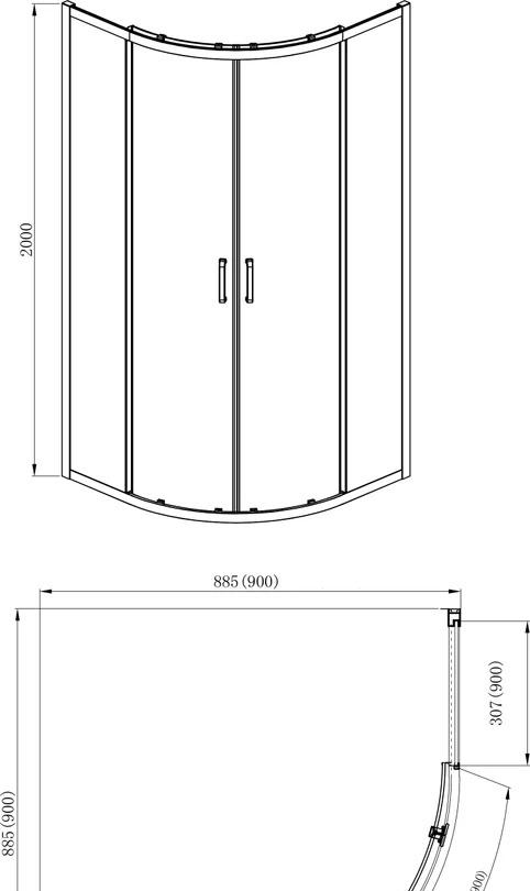 Душевой уголок - Aquatek, без коллекции, 90x90x200 см, AQ ARI RO 09020BL