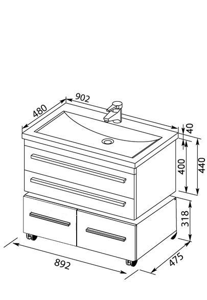 Aquanet Нота, Тумба для раковины, 208005