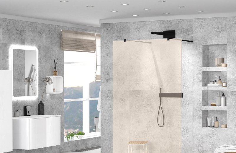 Душевая перегородка - Cezares, Liberta, 110x195 см, LIBERTA-L-2-110-BR-NERO