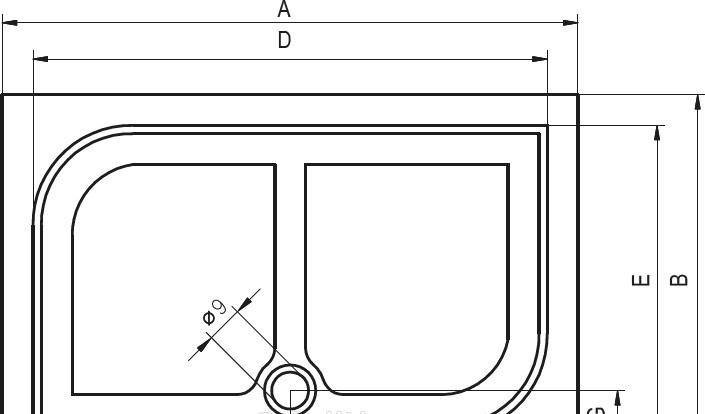 Душевой поддон - Riho, Kolping, 90x140x3 см, DB36 / DB3600500000000 / D004010005