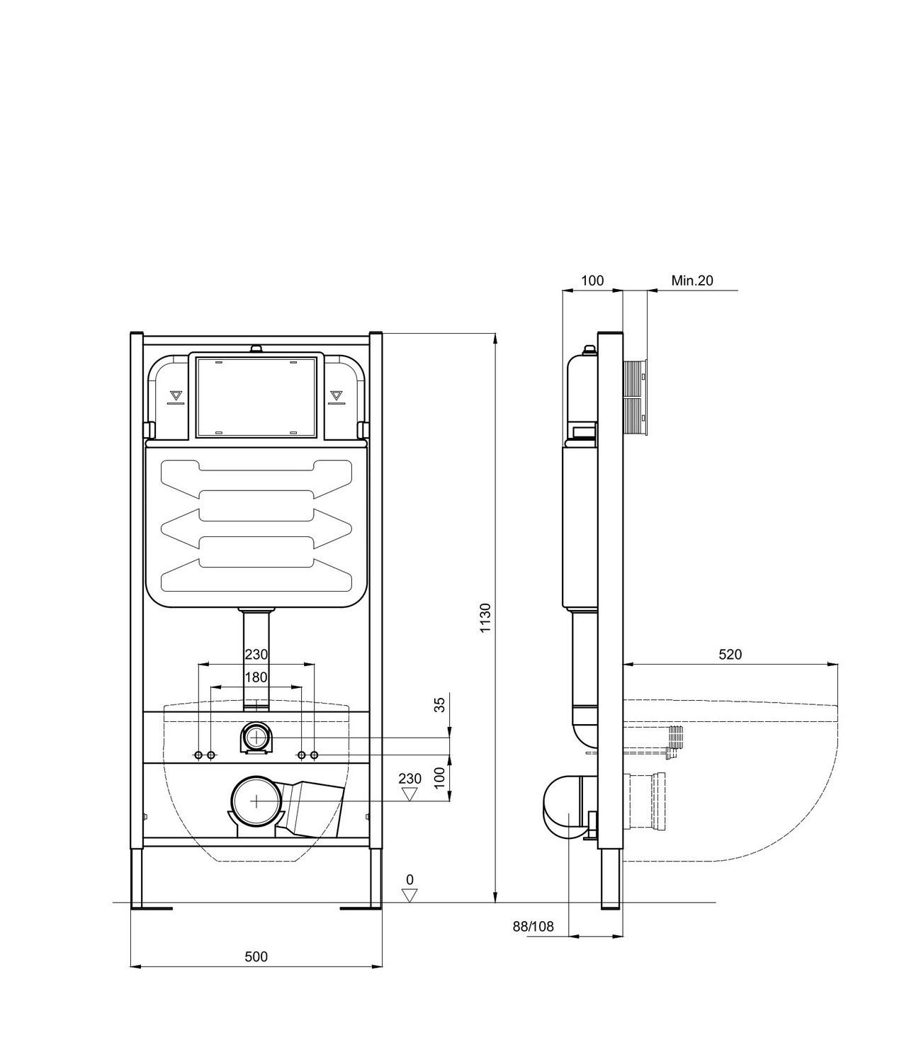 Aquatek Либра NEW, Унитаз подвесной с инсталляцией и кнопкой, SET AQUATEK ЛИБРА N cm