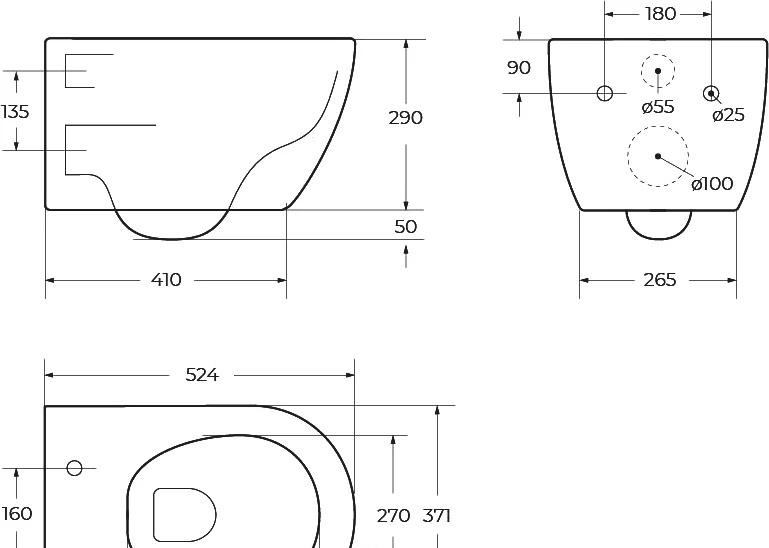 Cezares Comfort, Унитаз подвесной, CZR-191-TH/BS