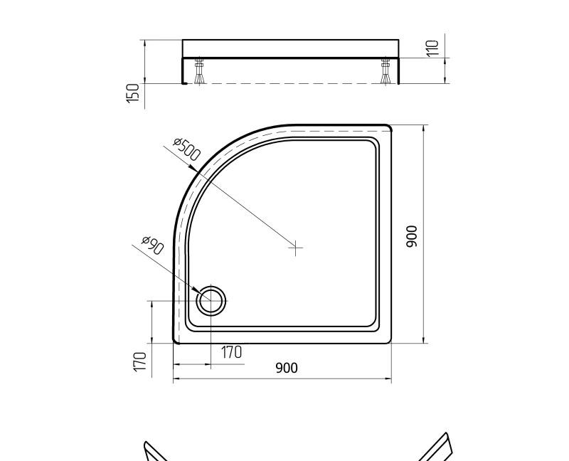 Душевой поддон - Aquatek, без коллекции, 90x90x15 см, DPA-0000004