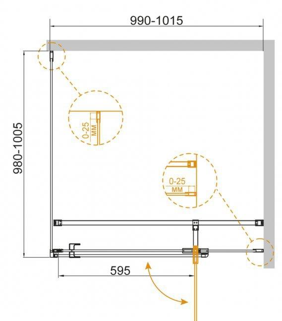 Душевой уголок - Cezares, Valvola, 100x100x195 см, VALVOLA-A-1-100-C-Cr