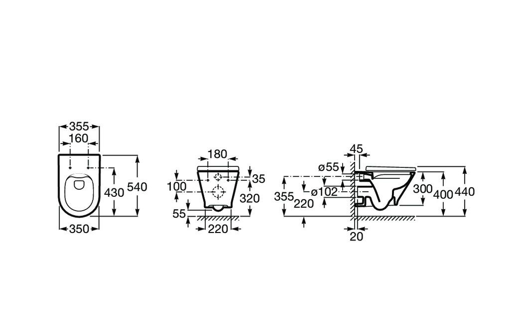 Roca The Gap, Унитаз подвесной, 3460NL000