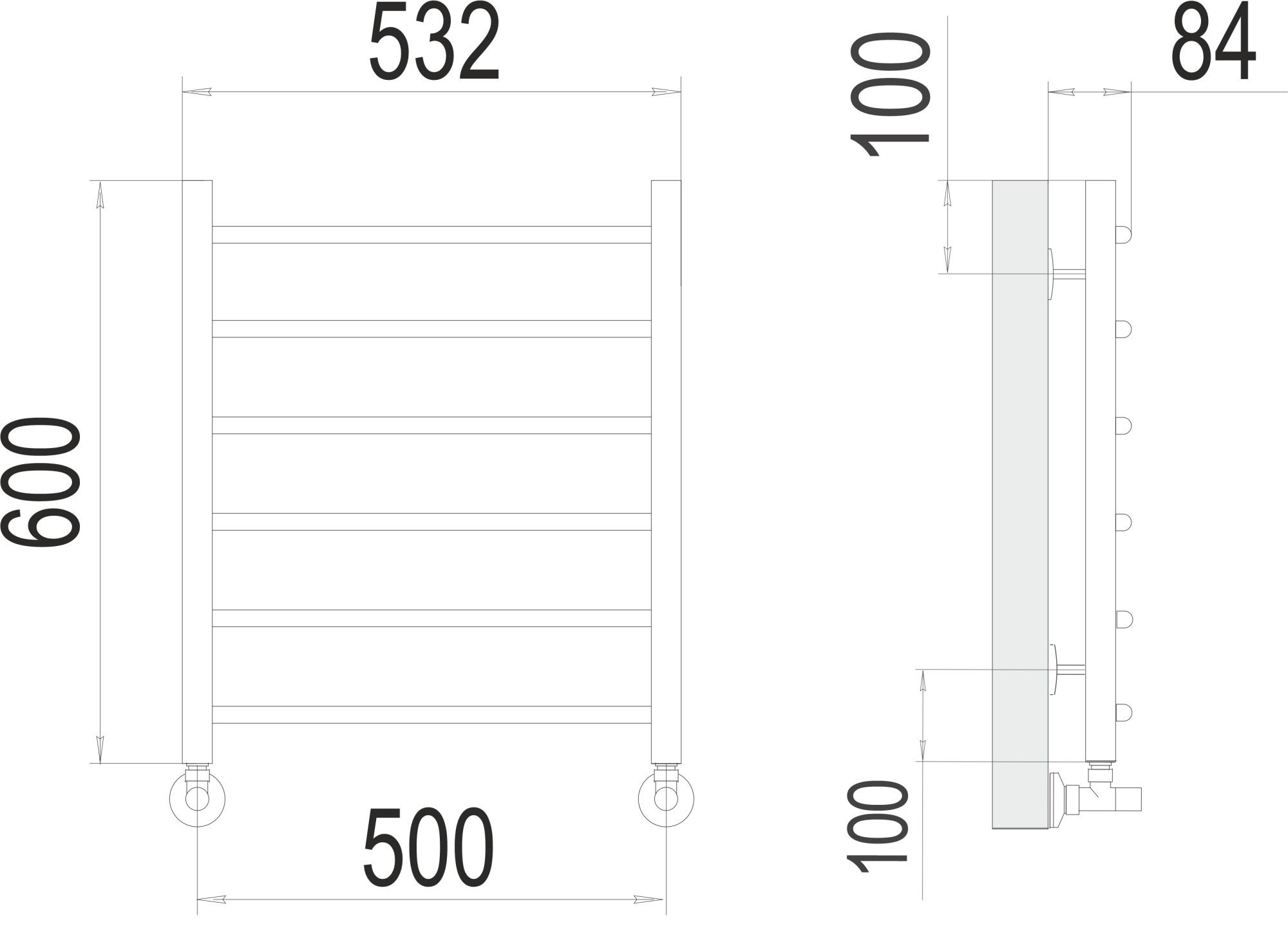 Полотенцесушитель водяной - Terminus, Классик, 8.4x53.2x60 см, 4670078530226