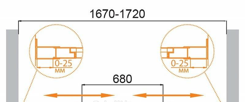 Душевая дверь - Cezares, без коллекции, 172x195 см, MOLVENO-BF-2-170-C-GM-IV