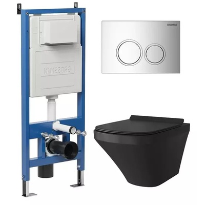 Grossman без коллекции, Унитаз подвесной с инсталляцией и кнопкой, 97.4440BMS.01.100