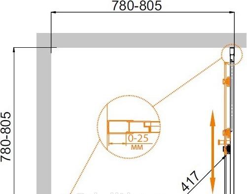 Душевой уголок - Cezares, Molveno, 80x80x190 см, MOLVENO-A-2-80-C-Cr-IV