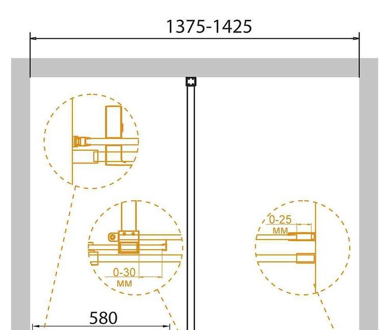 Душевая дверь - Cezares, Stream BF1, 140x195 см, STREAM-BF-1-140-C-Cr