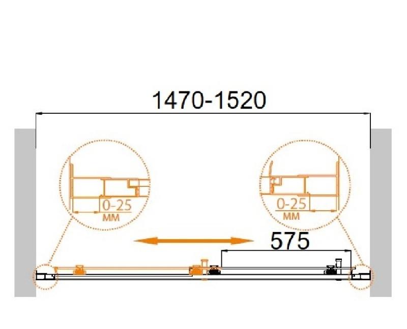 Душевая дверь - Cezares, без коллекции, 150x190 см, MOLVENO-BF-1-150-C-BORO-IV
