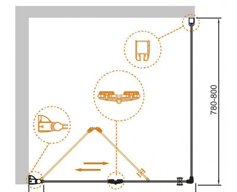 Душевой уголок - Cezares, Eco, 80x80x195 см, ECO-O-AS-1-80-C-Cr