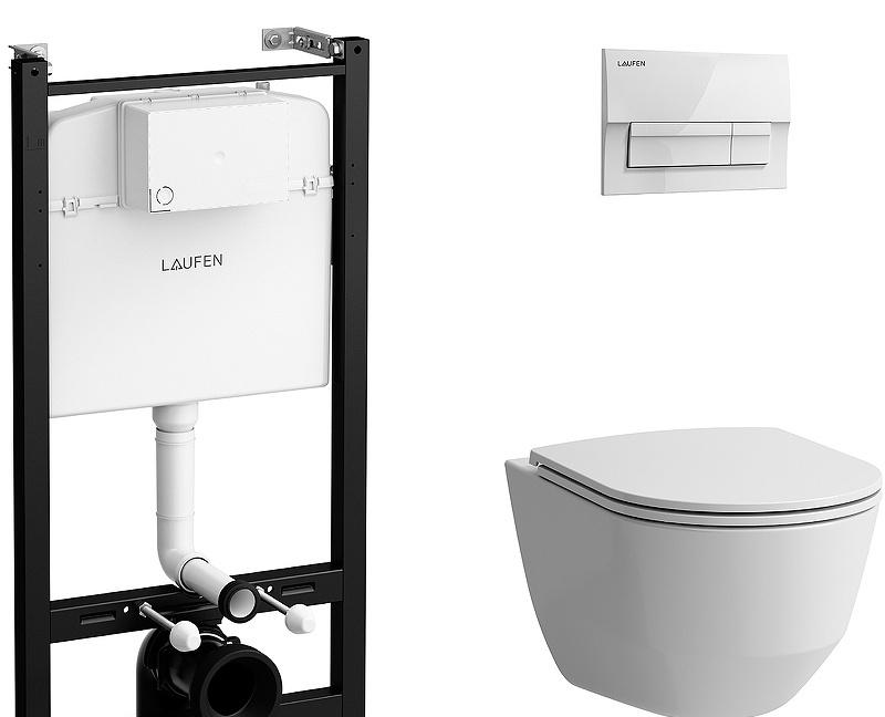 Laufen Pro Rimless, Унитаз подвесной с инсталляцией и кнопкой, Z.RU93.0.761.6