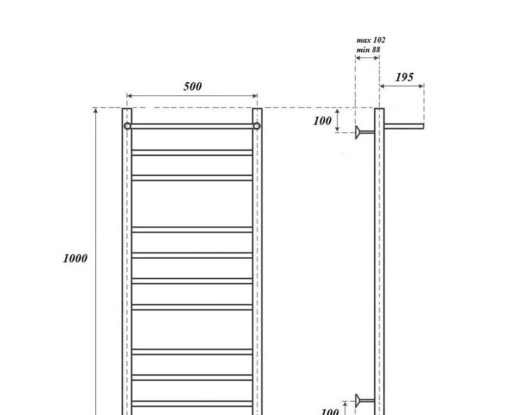 Полотенцесушитель водяной - Point, Аврора, 19.5x50x100 см, PN10150P
