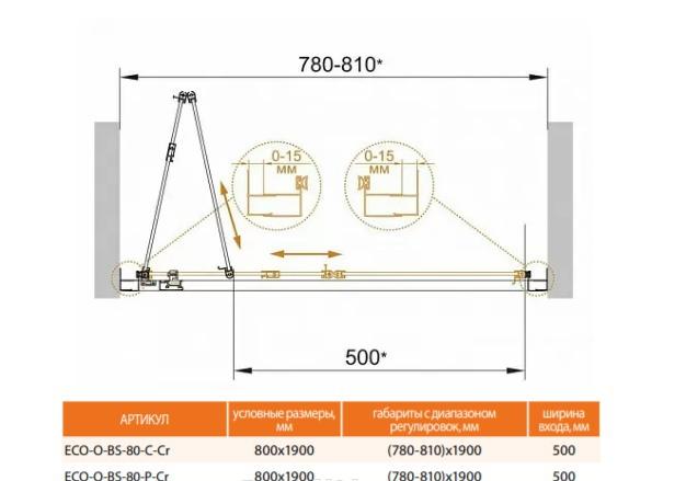 Душевая дверь - Cezares, Eco, 90x190 см, ECO-BS-90-C-Cr / ECO-O-BS-90-C-Cr