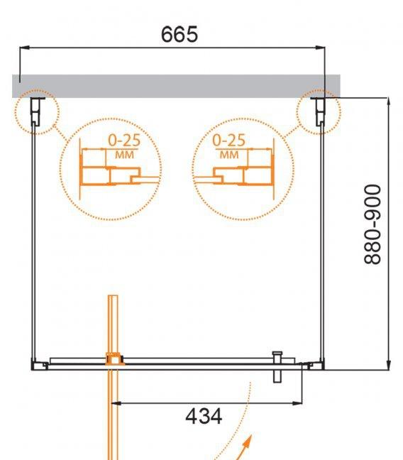 Душевой уголок - Cezares, Molveno, 90x70x195 см, MOLVENO-BA2-70/90-C-Cr-IV