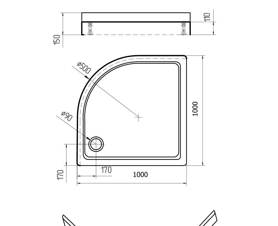 Душевой поддон - Aquatek, без коллекции, 90x90x15 см, DPA-0000004