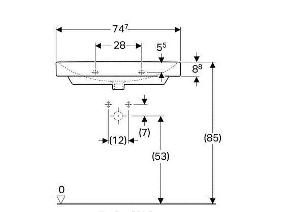 Geberit Smyle Square, Раковина, 500.249.01.1