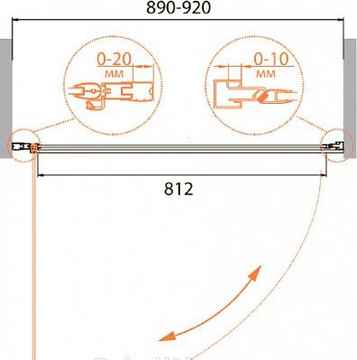 Душевая дверь - Cezares, Relax, 90x185 см, RELAX-90-P-Bi-R