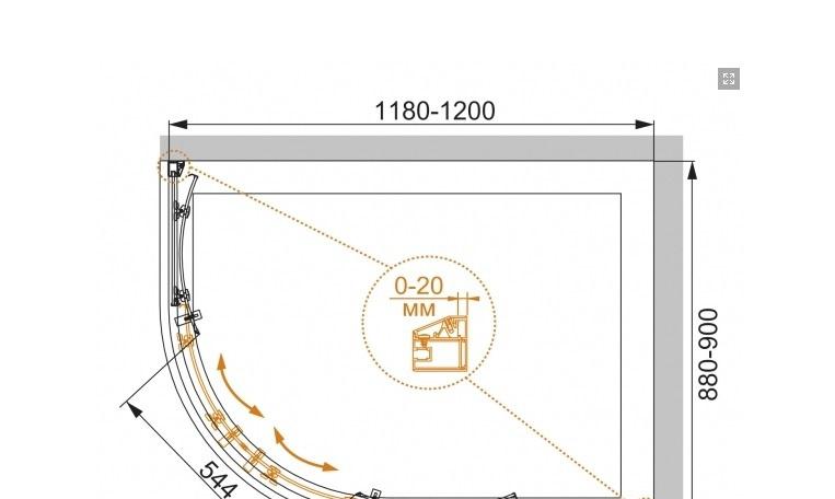 Душевой уголок - Cezares, Rosa, 120x90x195 см, ROSA-R-RH-2-120/90-RO-Bi-R / ROSA-RH-2-120/90-RO-Bi-R
