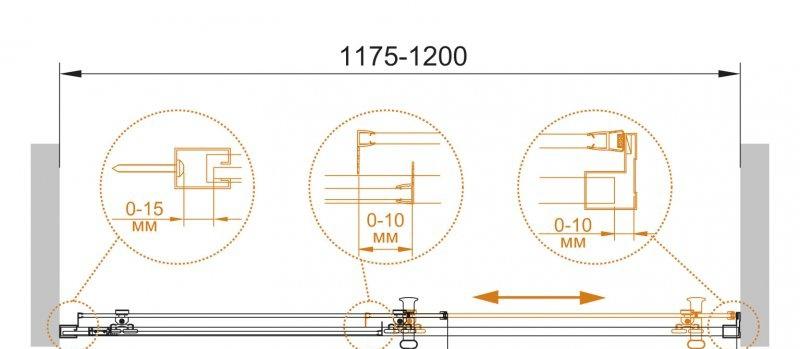 Душевая дверь - Cezares, Lucido, 120x195 см, LUCIDO-BF-1-120-C-Cr / LUCIDO-O-BF-1-120-C-Cr