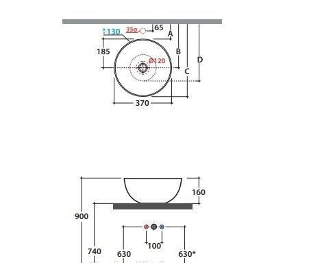 Globo T-Edge, Раковина, B6T37.BI*0
