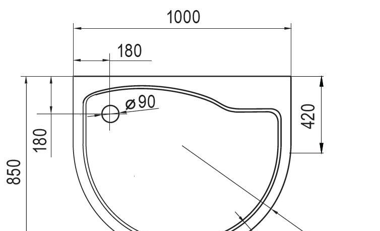 Душевой поддон - Cezares, Crystal, 100x85x15 см, TRAY-A-CRYSTAL-O-100/85-15-W