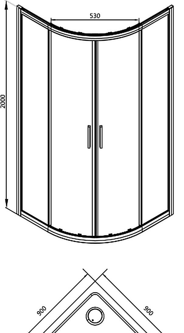 Душевой уголок - Aquanet, Practic, 90x90x200 см, AE10-Q-90x90U-CP / 00243615