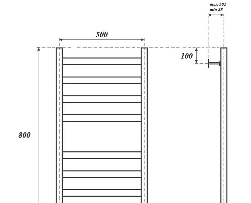 Полотенцесушитель водяной - Point, Меркурий, 8.8x53x80 см, PN83158B