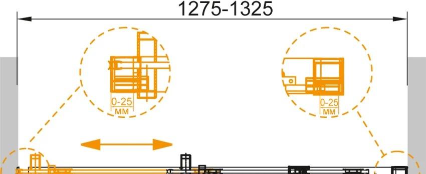Душевая дверь - Cezares, Duet Soft, 132.5x195 см, DUET SOFT-M-BF-1-130-C-Cr / M-BF-1-130-C-Cr