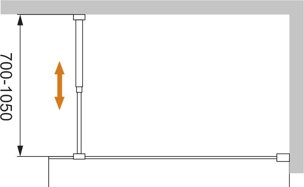 Душевая перегородка - Cezares, Liberta, 80x195 см, LIBERTA-L-1-80-BR-NERO