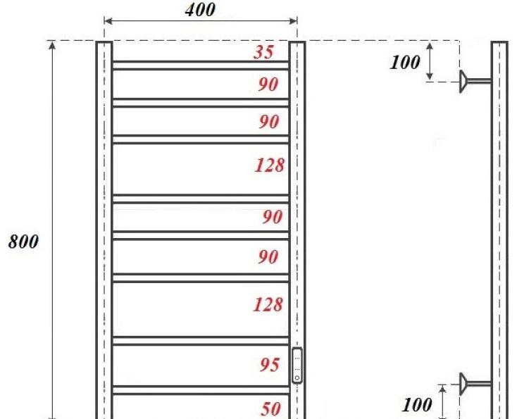Полотенцесушитель электрический - Point, Аврора, 10.2x40x80 см, PN10848W