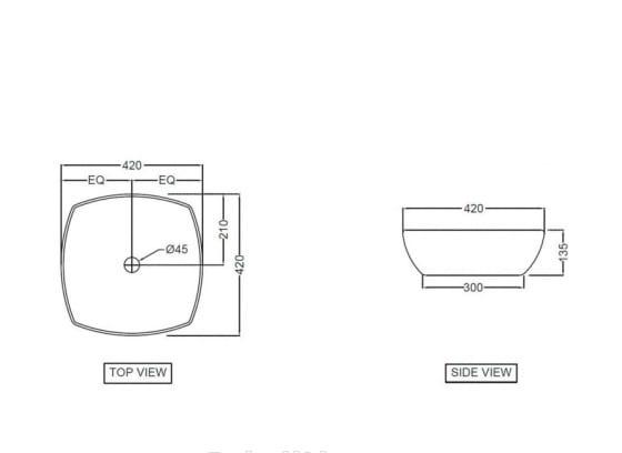 Раковина - Jaquar, Aria, 42x42x13.5 см, ARS-WHT-39901