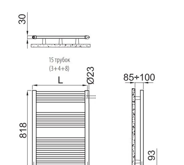 Полотенцесушитель электрический - Irsap, Ares, 3x58x81.8 см, EIS058K50IR01NNN