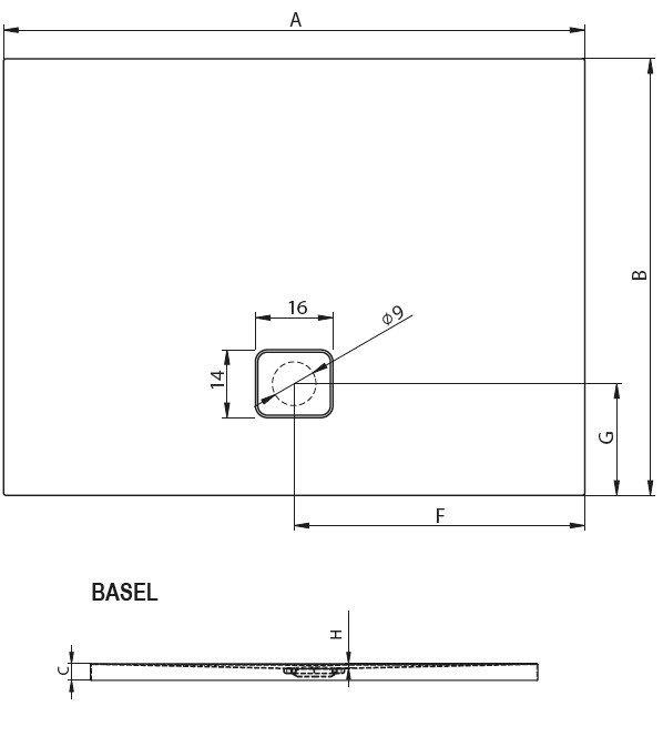 Душевой поддон - Riho, Basel, 90x90x4.5 см, DC22 / D005017005 / DC220050000000S