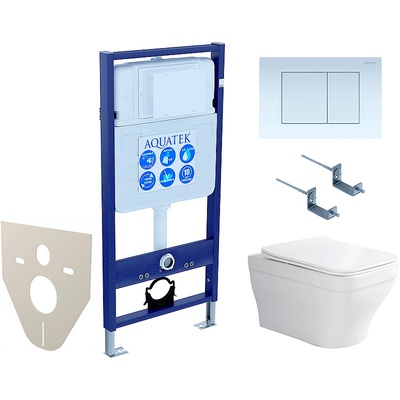 Aquatek Амадео, Унитаз подвесной с инсталляцией и кнопкой, SET AQUATEK АМАДЕО-009 4в1